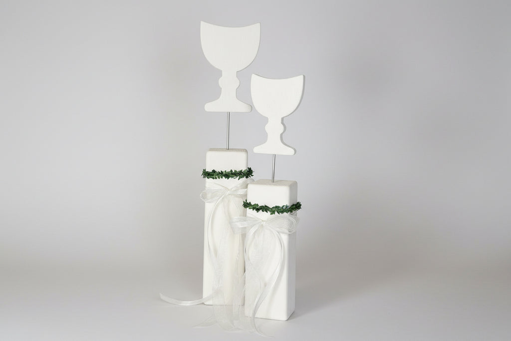 Deko Stelen Set mit Wunschmotiv - Taufe, Kommunion & Konfirmation | Personalisierbar mit Namen