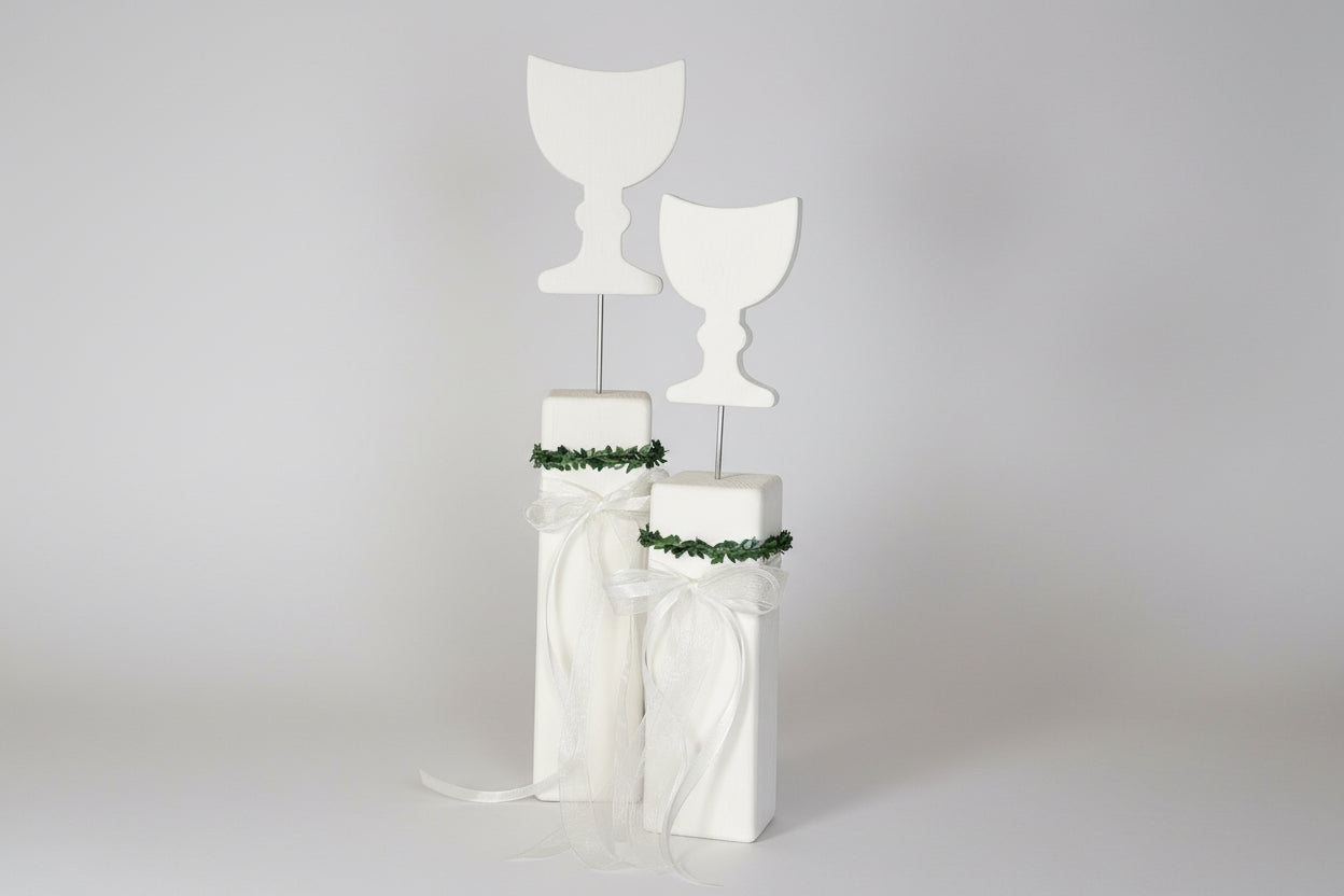 Deko Stelen Set mit Wunschmotiv - Taufe, Kommunion & Konfirmation | Personalisierbar mit Namen