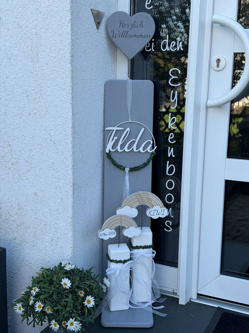 Deko Stelen Set mit Wunschmotiv - Taufe, Kommunion & Konfirmation | Personalisierbar mit Namen