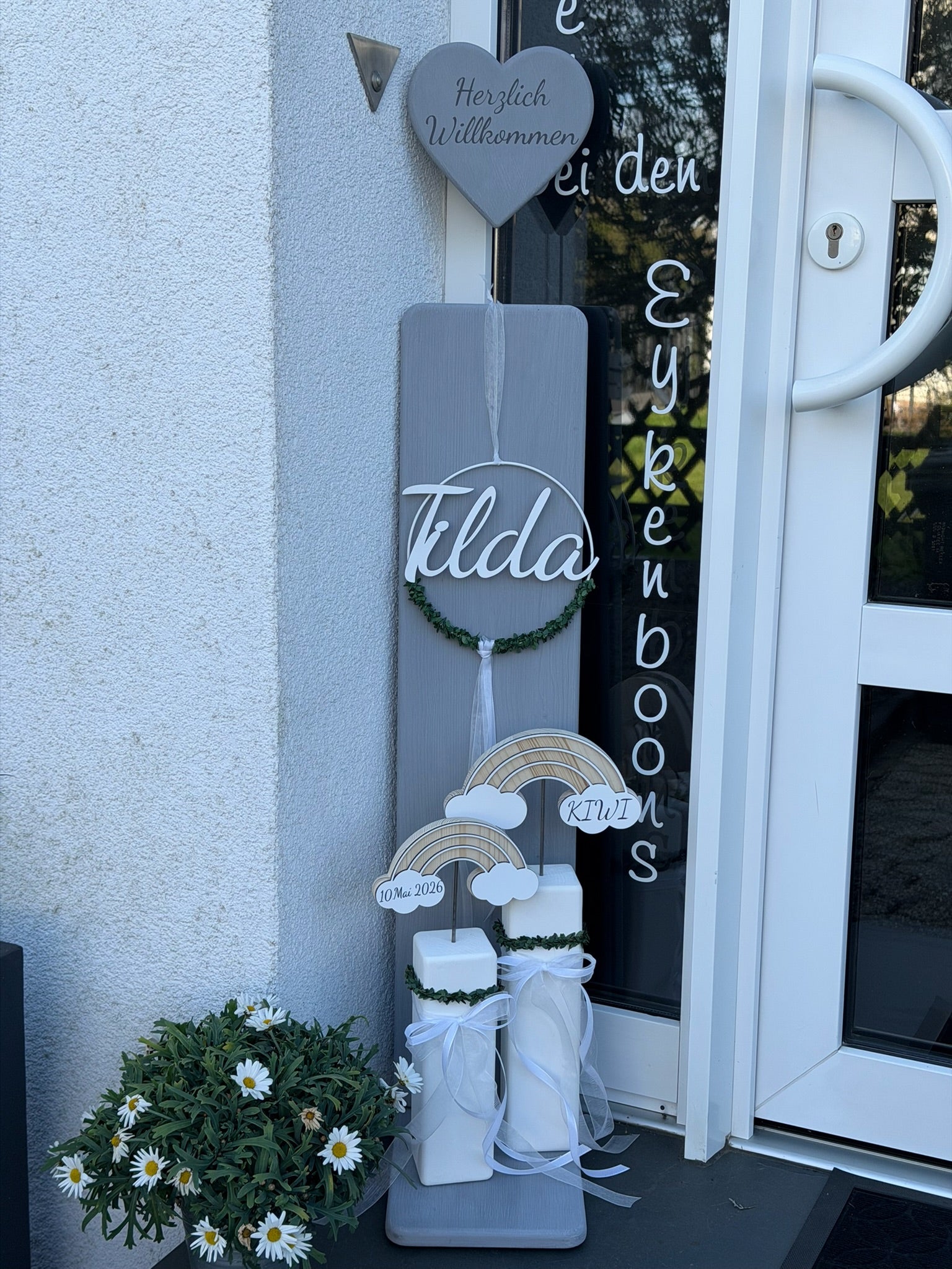 Deko Stelen Set mit Wunschmotiv - Taufe, Kommunion & Konfirmation | Personalisierbar mit Namen