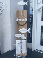 Deko Stelen Set aus Eiche - Taufe, Kommunion & Konfirmation | Personalisierbar mit Namen