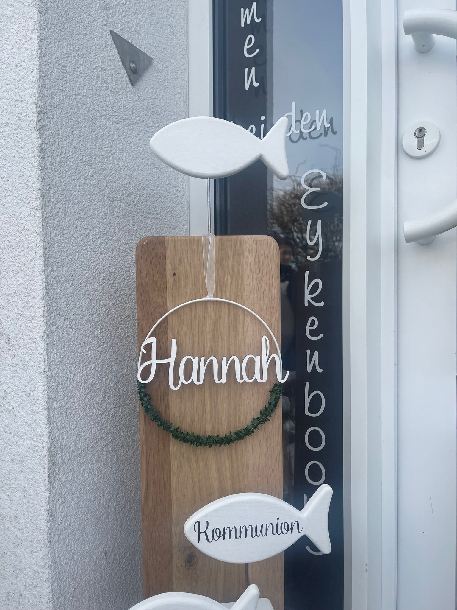 Deko Stelen Set aus Eiche - Taufe, Kommunion & Konfirmation | Personalisierbar mit Namen