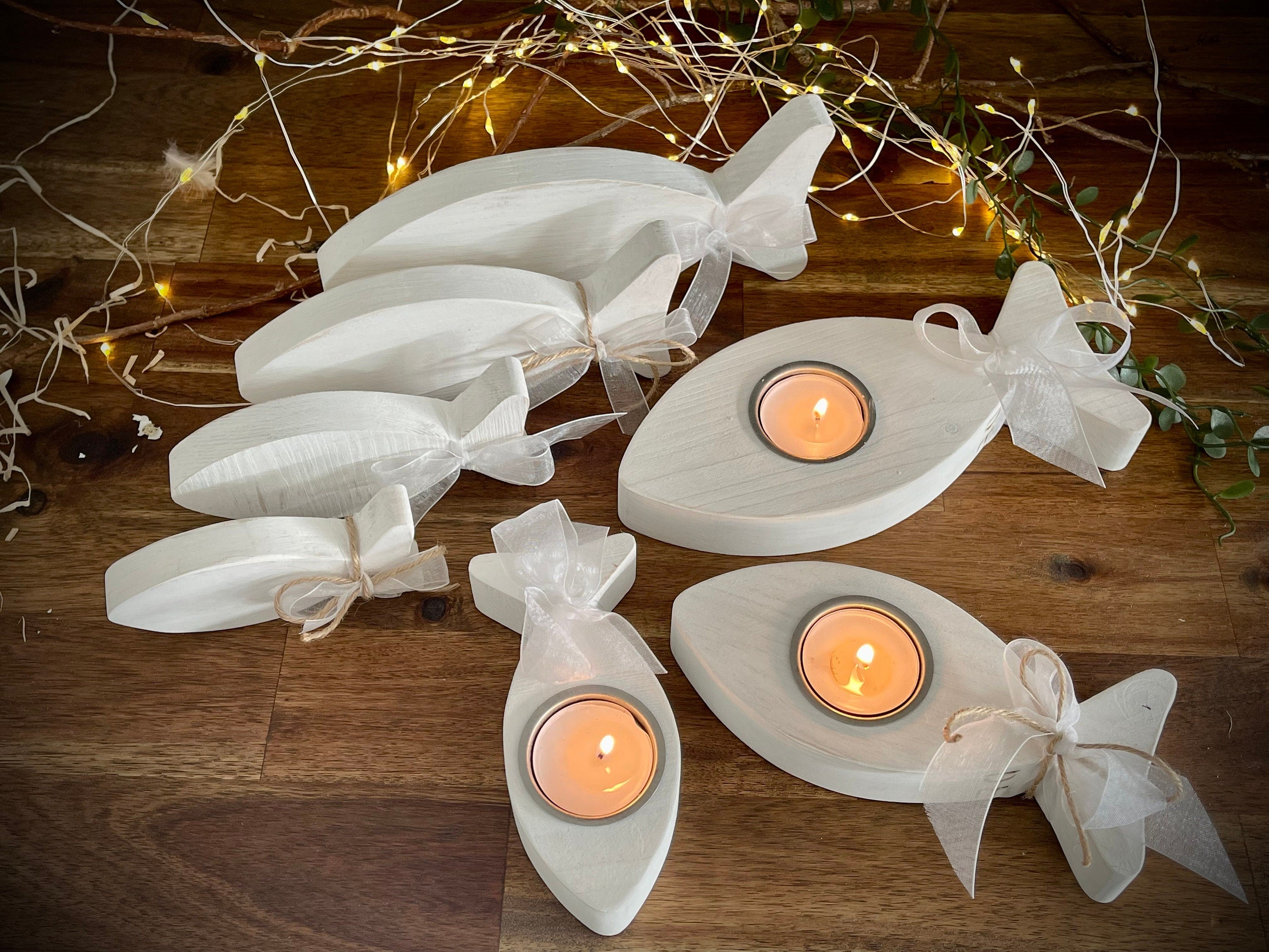 Fisch aus Holz - Tischdeko zur Taufe, Kommunion & Konfirmation