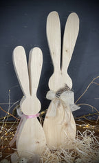 Osterhasen aus Holz - Pit und Pitty in Natur, Grau oder Weiß