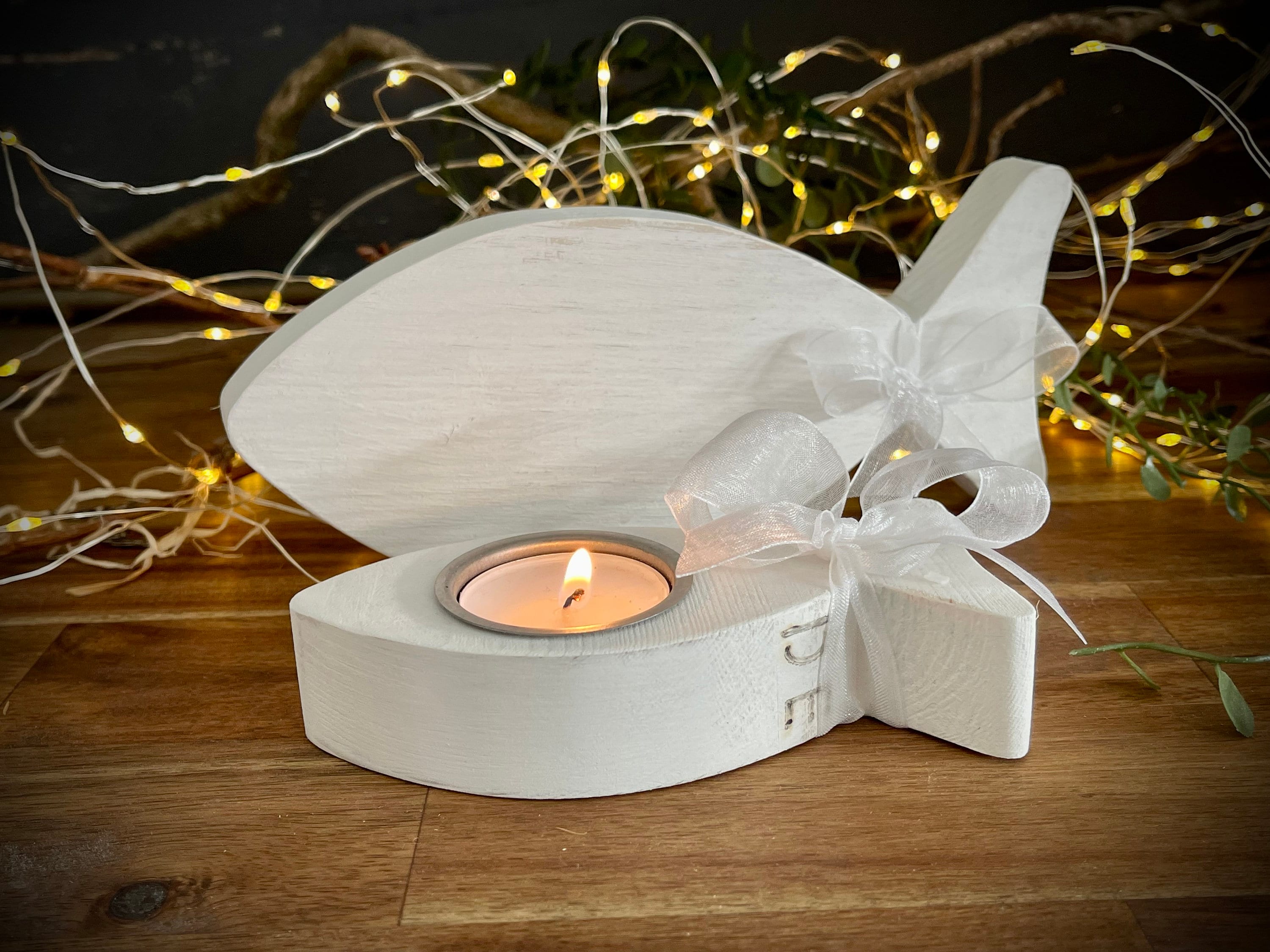 Fisch aus Holz - Tischdeko zur Taufe, Kommunion & Konfirmation