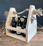 Rustikaler Getränkehalter aus Holz - Bierträger & Flaschenkorb in 2 Ausführungen
