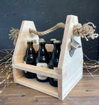 Rustikaler Getränkehalter aus Holz - Bierträger & Flaschenkorb in 2 Ausführungen