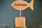 Fisch Deko-Set zur Taufe & Kommunion - Mit Kränzchen & Schleife