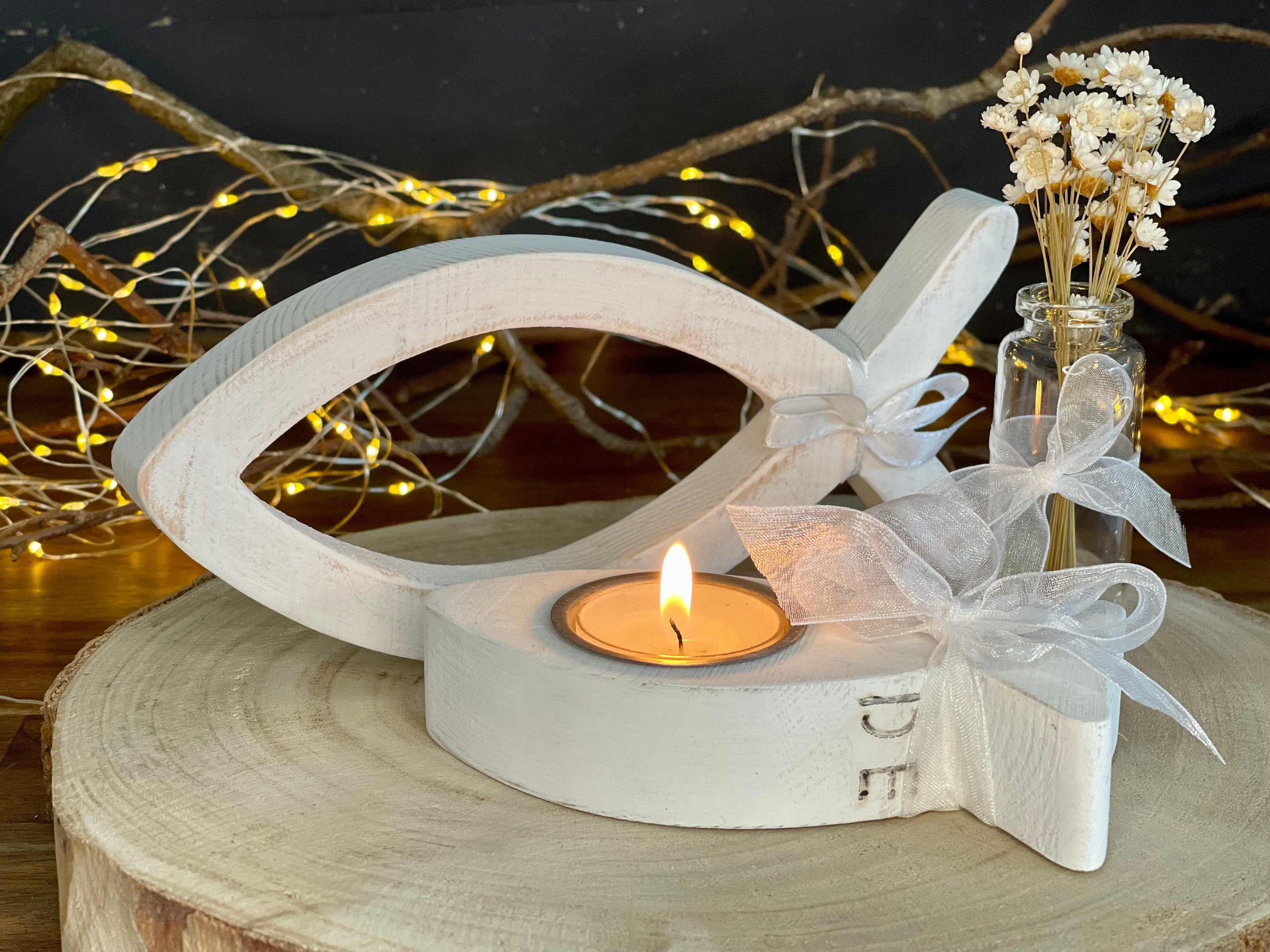 Deko Set zur Taufe, Kommunion und Konfirmation 4teilig Fisch -  Set (ohne Blumen und Deko) Taufe