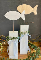 Fisch Deko-Set zur Taufe & Kommunion - Mit Kränzchen & Schleife