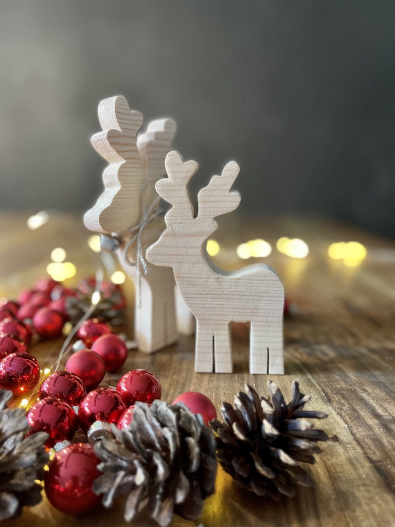 Rentier aus Holz in 4 Größen - Nachhaltige Weihnachtsdeko