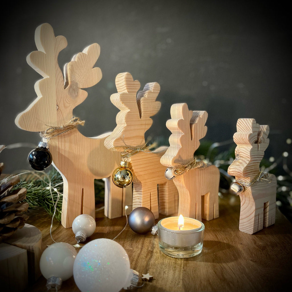 Rentier aus Holz in 4 Größen - Nachhaltige Weihnachtsdeko