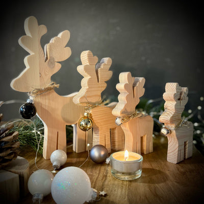 Rentier aus Holz in 4 Größen - Nachhaltige Weihnachtsdeko