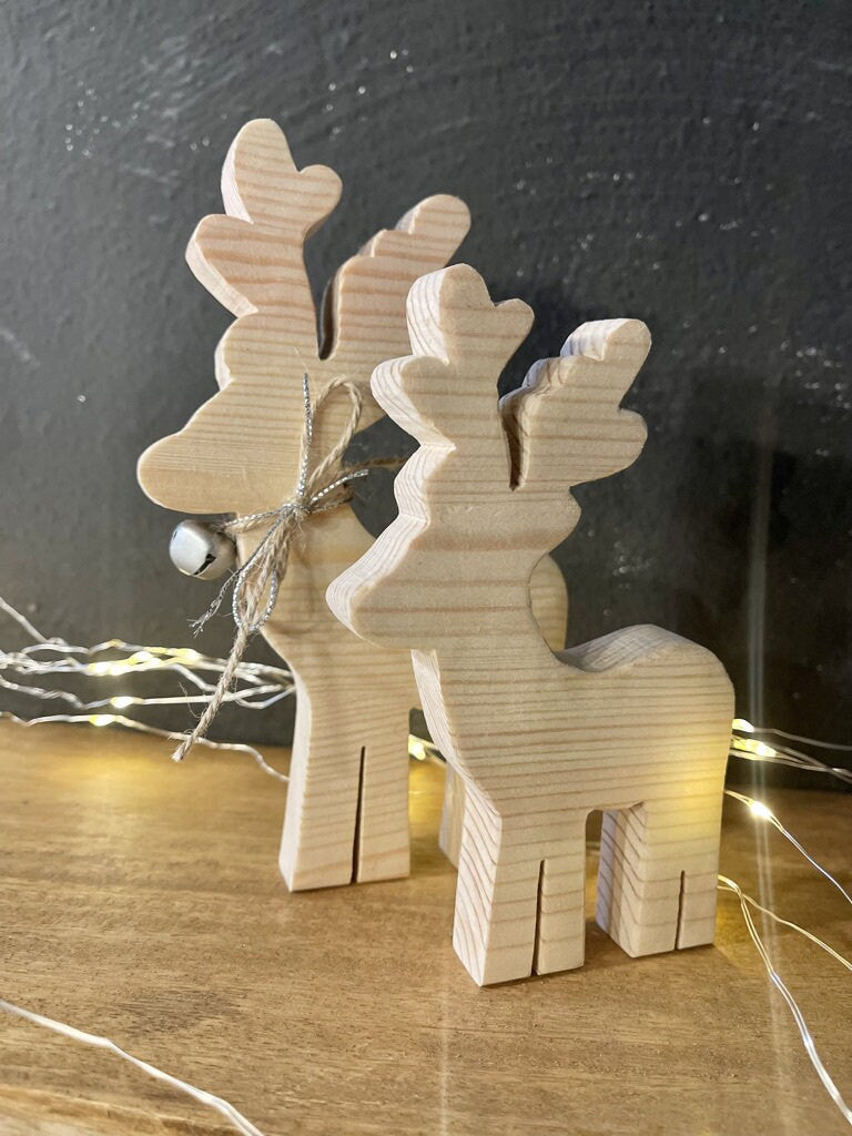 Rentier aus Holz in 4 Größen - Nachhaltige Weihnachtsdeko