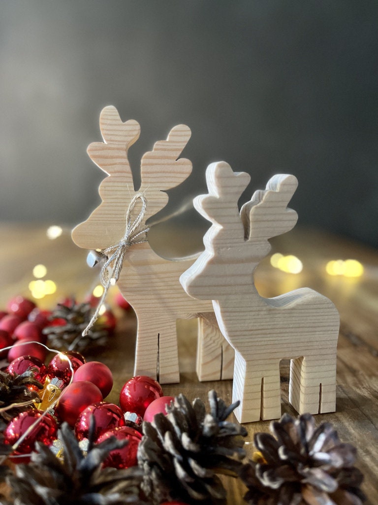 Rentier aus Holz in 4 Größen - Nachhaltige Weihnachtsdeko