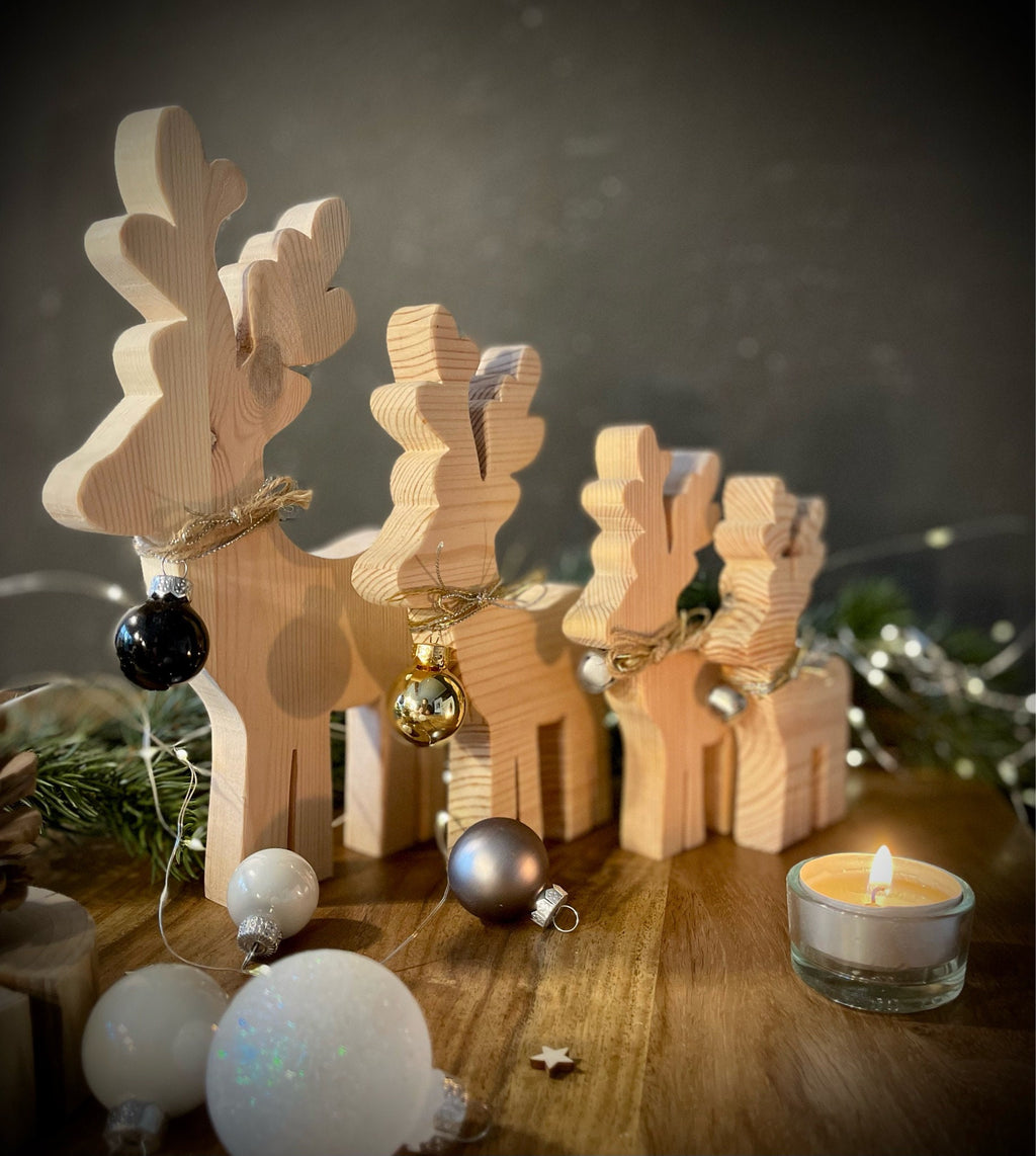 Rentier aus Holz in 4 Größen - Nachhaltige Weihnachtsdeko