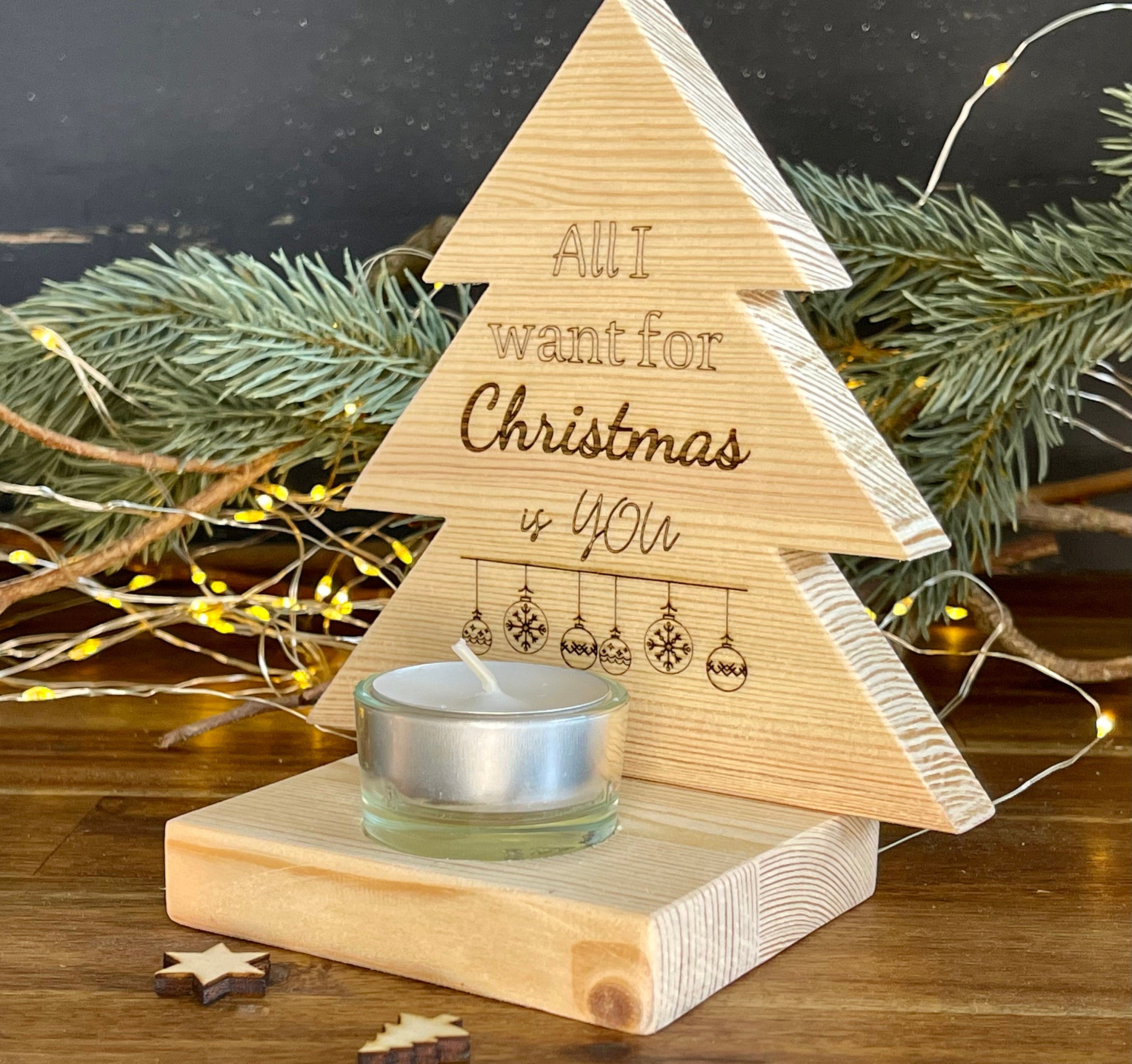 Tannenbaum aus Holz mit & ohne Teelicht - Nachhaltige Weihnachtsdeko