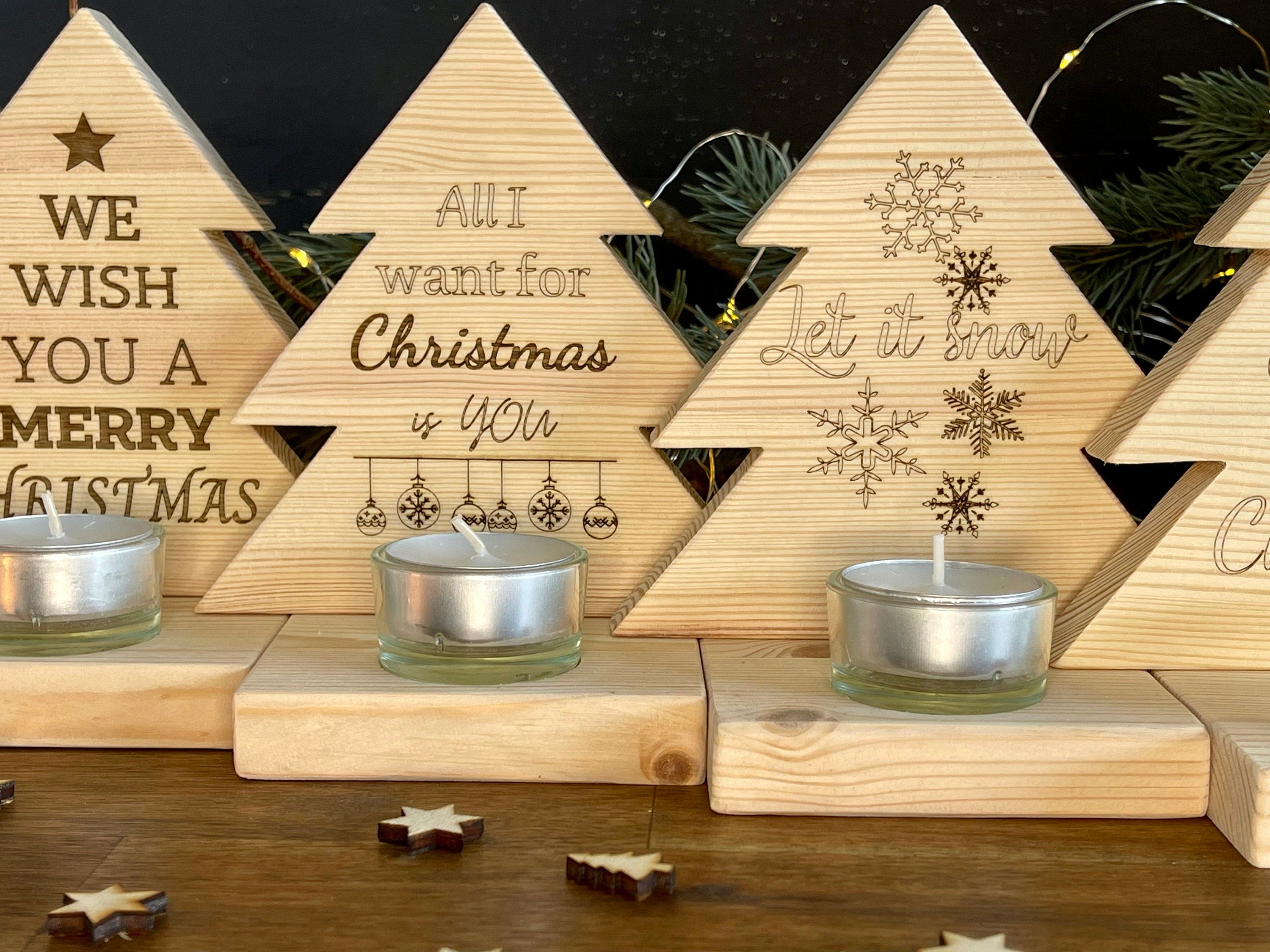 Tannenbaum aus Holz mit & ohne Teelicht - Nachhaltige Weihnachtsdeko