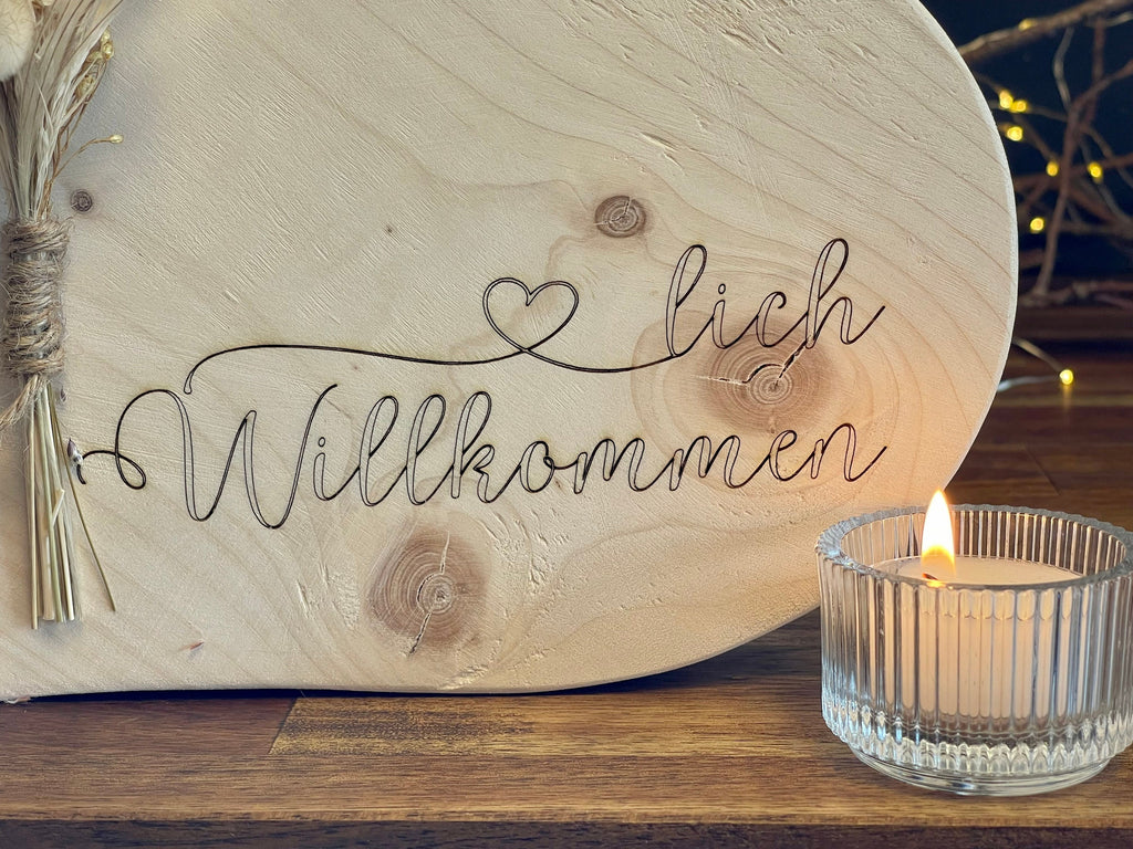 XL Herz aus Holz mit Trockenblumen - Geschenk zur Hochzeit & Geburtstag