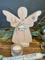 Holz Engel mit Schutzengelkerze - Weihnachtsengel in 2 Größen