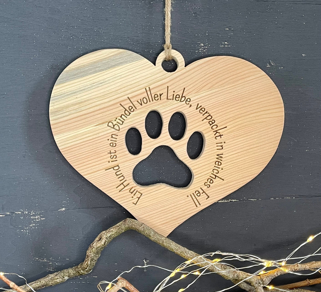 Herz aus Holz / Holzherz mit Hundepfote oder Katzenpfote - ohne Deko, Nachhaltig, Erinnerung,
