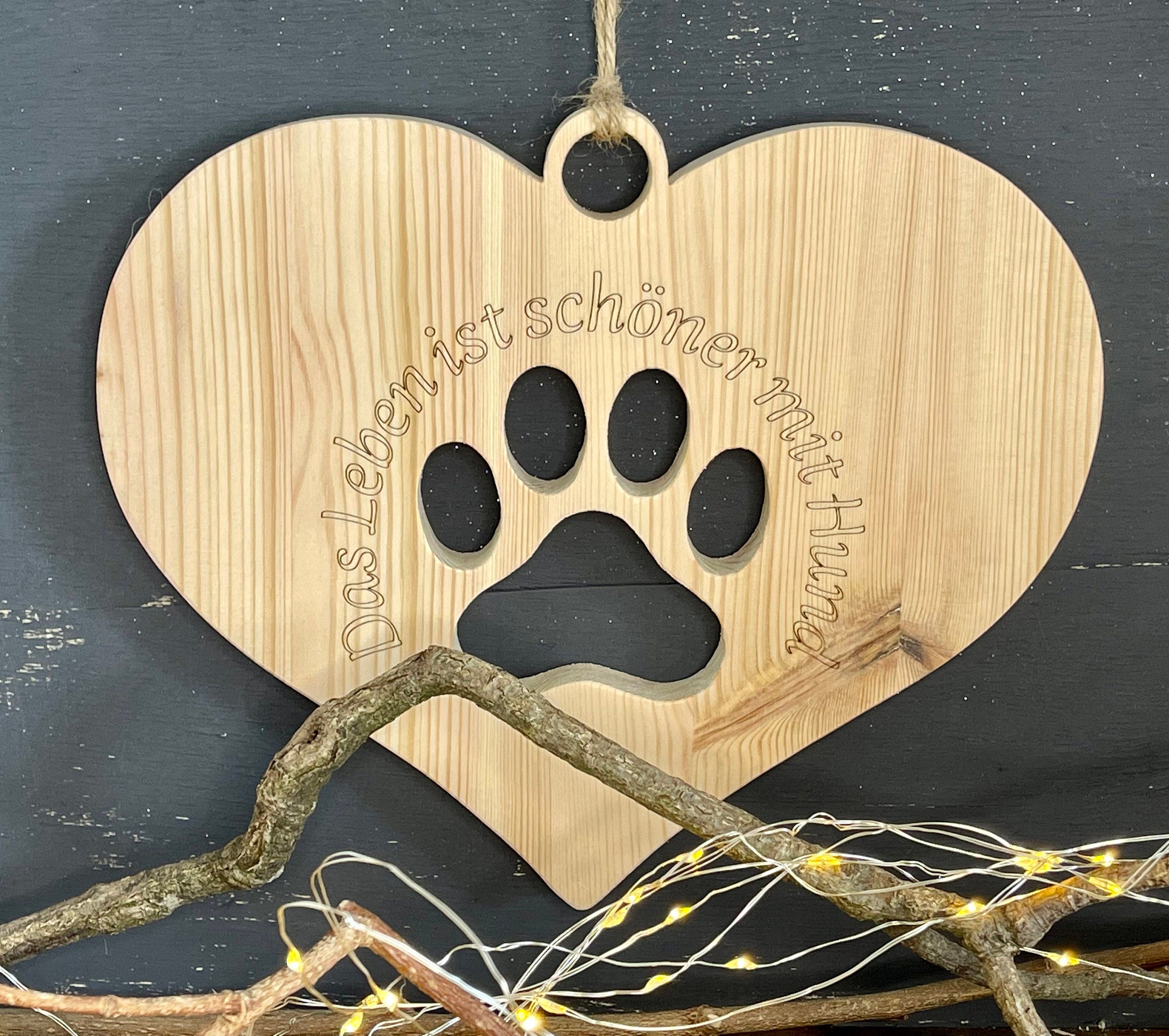 Herz aus Holz / Holzherz mit Hundepfote oder Katzenpfote - ohne Deko, Nachhaltig, Erinnerung,