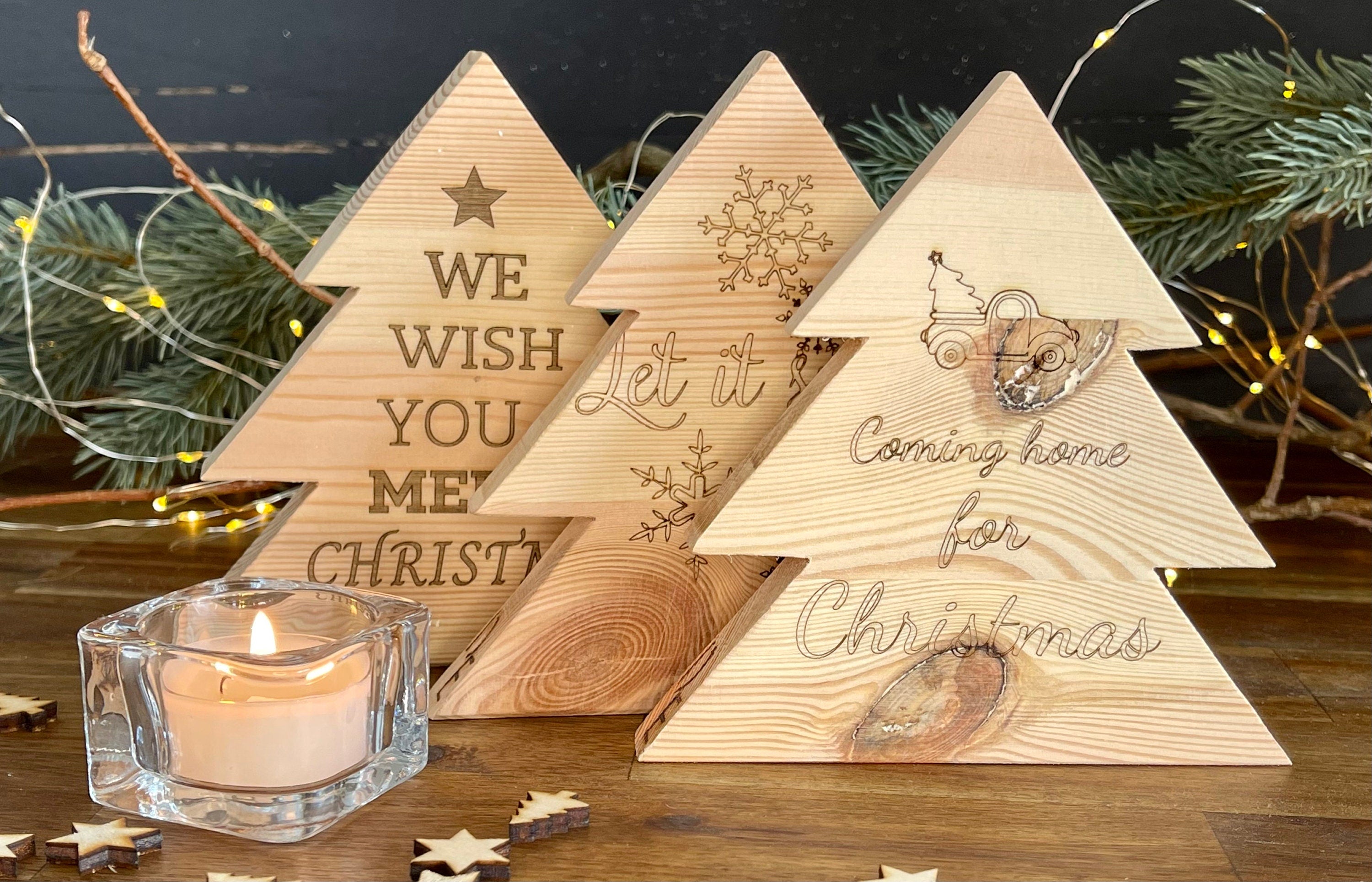 Tannenbaum aus Holz mit & ohne Teelicht - Nachhaltige Weihnachtsdeko