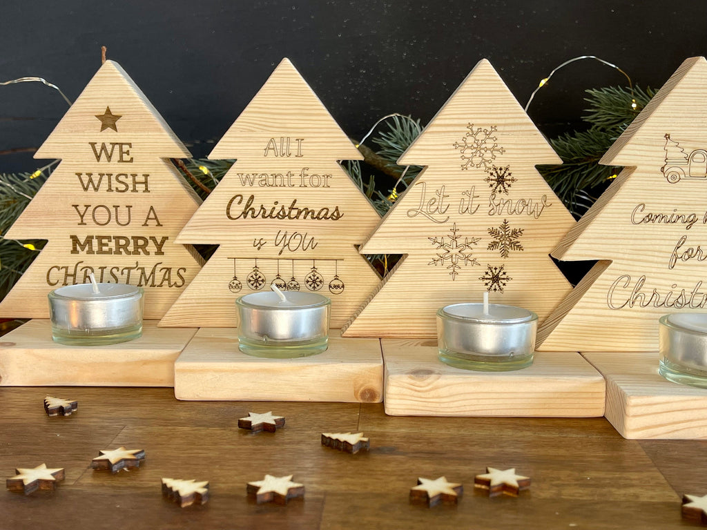 Tannenbaum aus Holz mit & ohne Teelicht - Nachhaltige Weihnachtsdeko