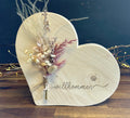XL Herz aus Holz mit Trockenblumen - Geschenk zur Hochzeit & Geburtstag