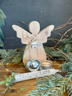 Holz Engel mit Schutzengelkerze - Weihnachtsengel in 2 Größen