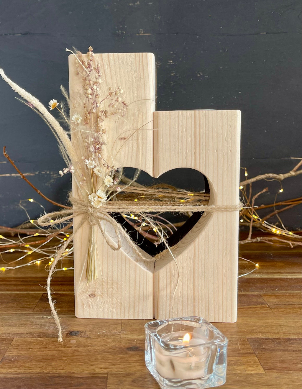 Kerzenständer Herz aus Holz - Nachhaltige Deko für Hochzeit & Zuhause
