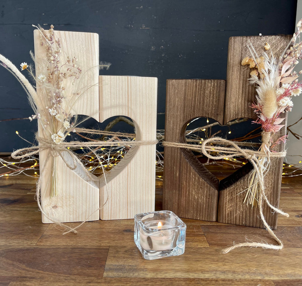 Kerzenständer Herz aus Holz - Nachhaltige Deko für Hochzeit & Zuhause
