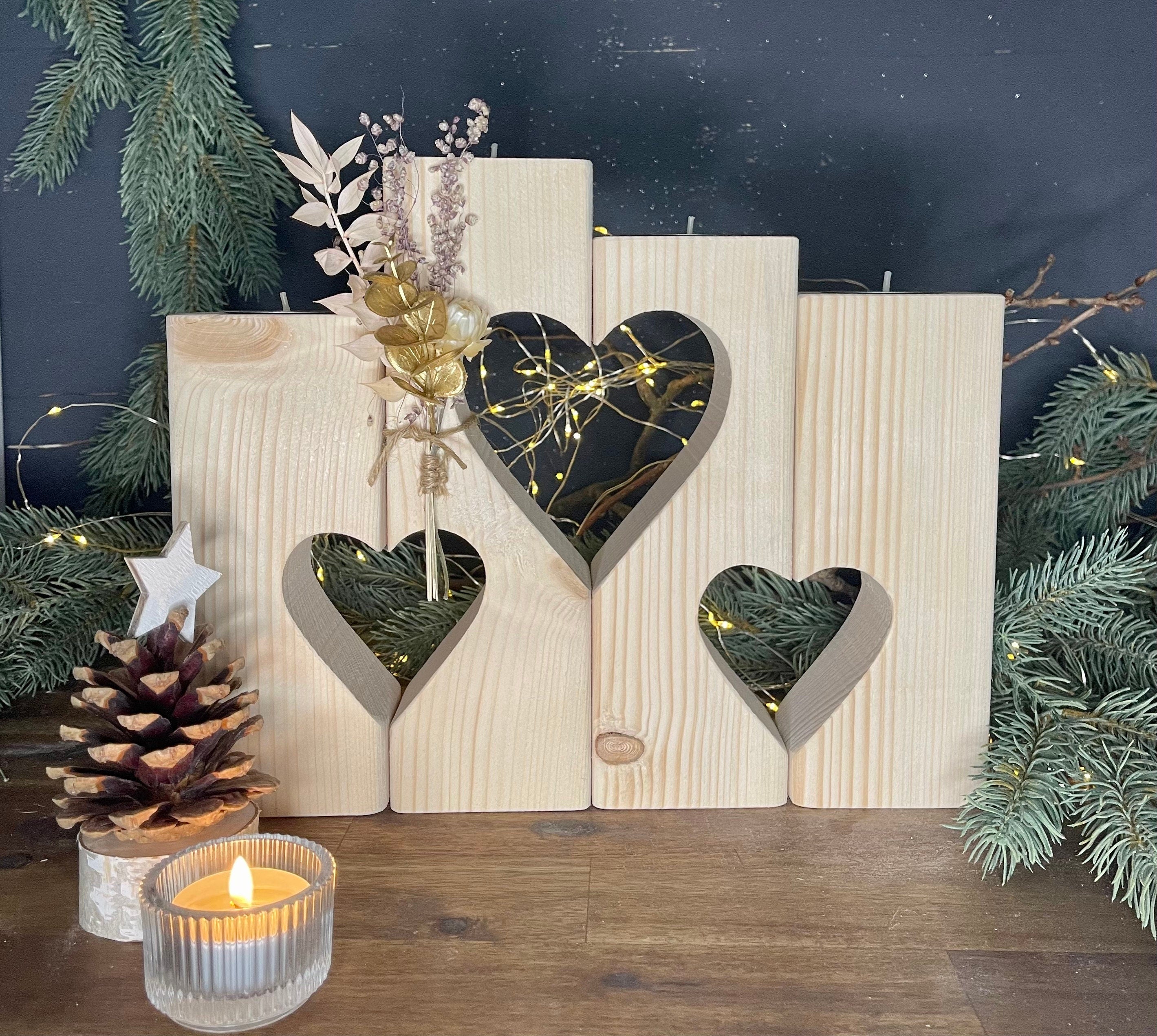 Kerzenständer Herz aus Holz - Nachhaltige Deko für Hochzeit & Zuhause