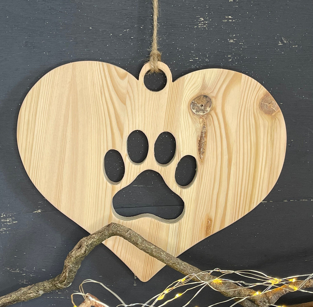 Herz aus Holz / Holzherz mit Hundepfote oder Katzenpfote - ohne Deko, Nachhaltig, Erinnerung,