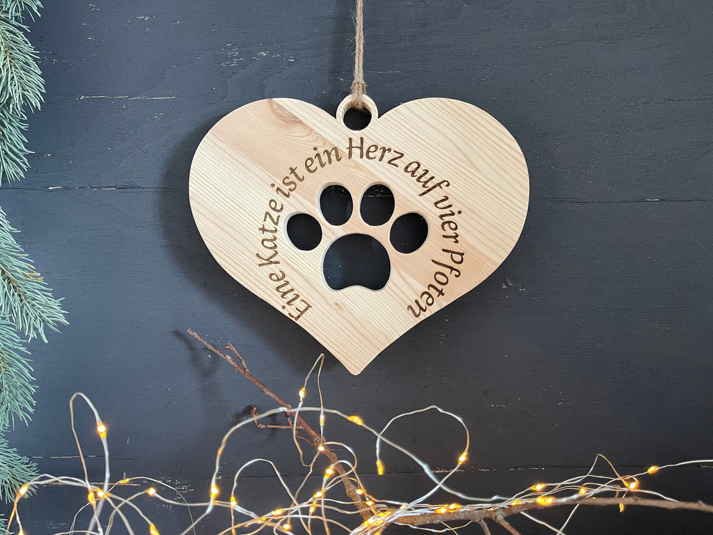 Herz aus Holz / Holzherz mit Hundepfote oder Katzenpfote - ohne Deko, Nachhaltig, Erinnerung,