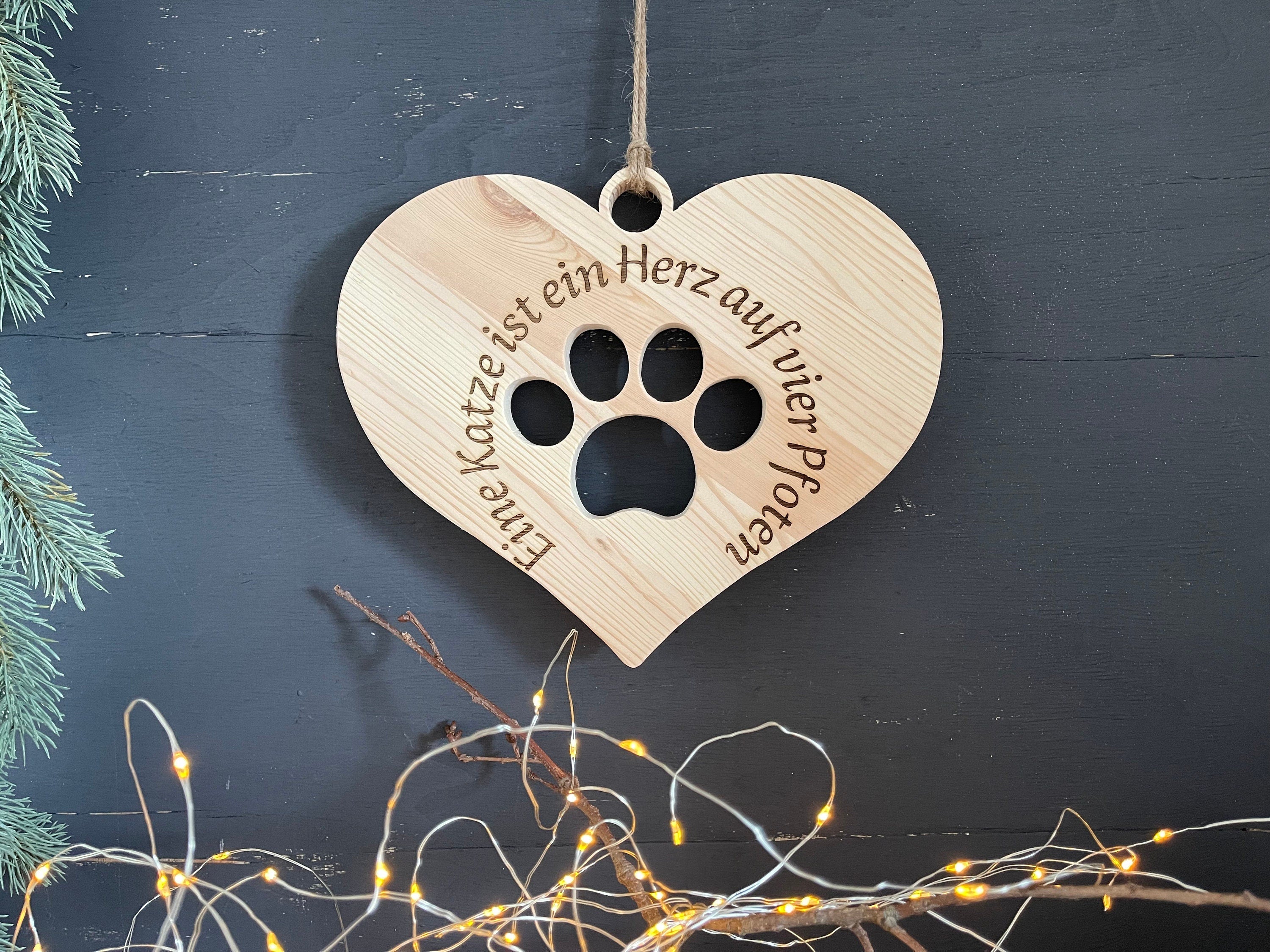 Herz aus Holz / Holzherz mit Hundepfote oder Katzenpfote - ohne Deko, Nachhaltig, Erinnerung,