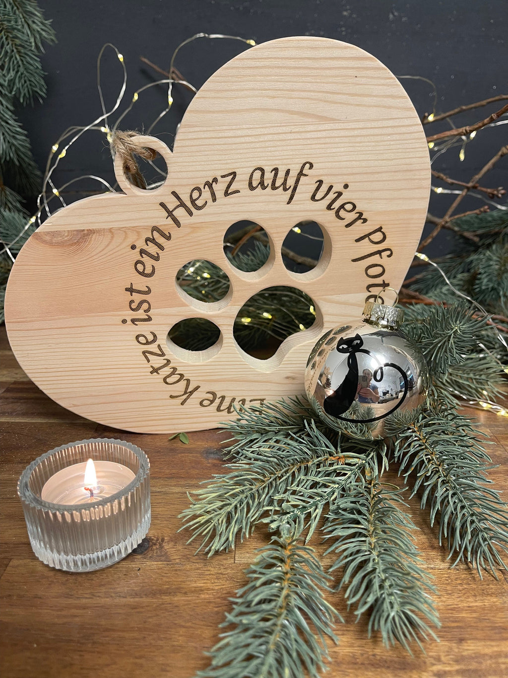 Herz aus Holz / Holzherz mit Hundepfote oder Katzenpfote - ohne Deko, Nachhaltig, Erinnerung,