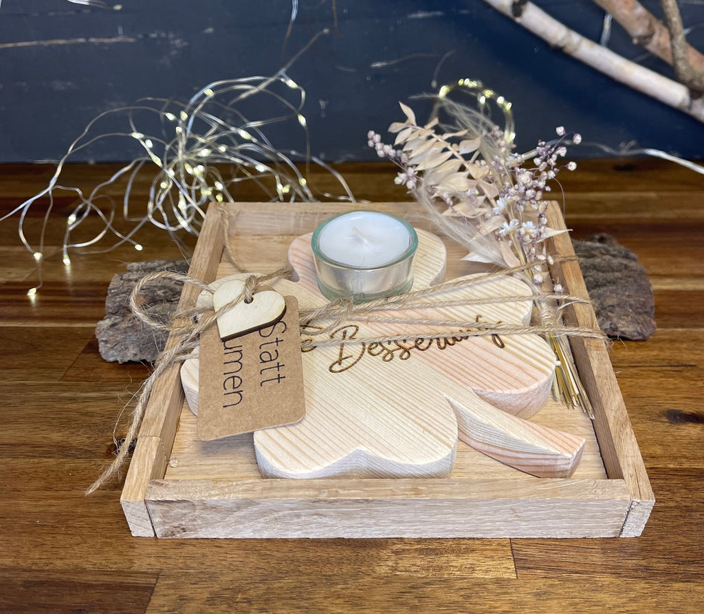 Glücksbringer Kleeblatt aus Holz - Geschenk zur Genesung & Gute Besserung