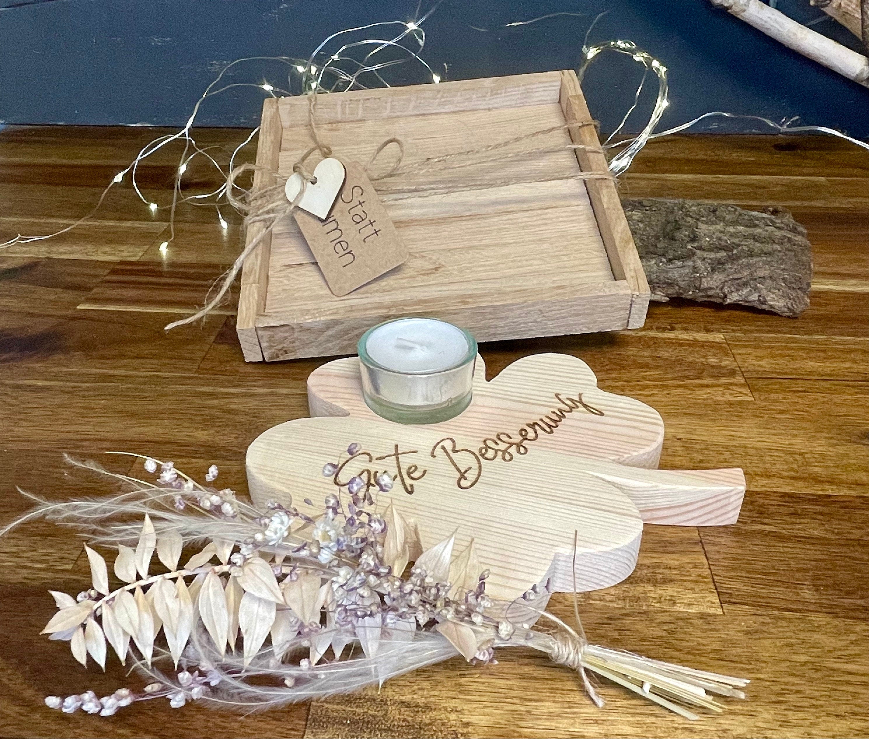 Glücksbringer Kleeblatt aus Holz - Geschenk zur Genesung & Gute Besserung