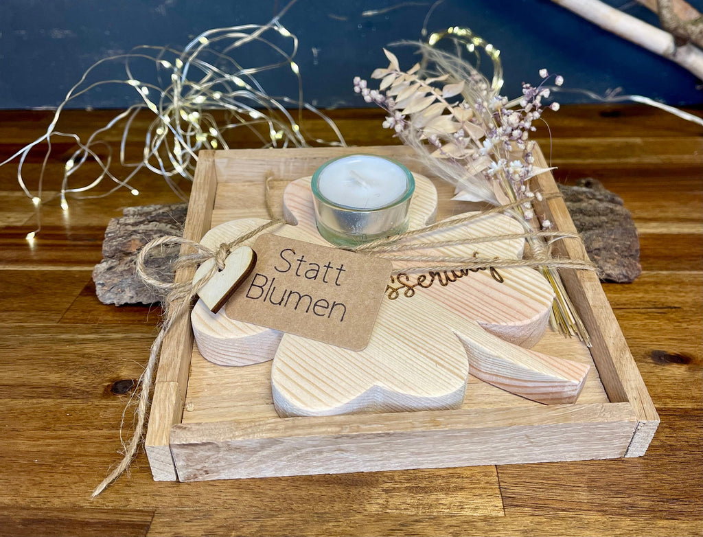Glücksbringer Kleeblatt aus Holz - Geschenk zur Genesung & Gute Besserung