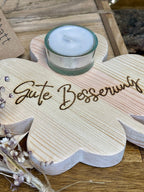 Glücksbringer Kleeblatt aus Holz - Geschenk zur Genesung & Gute Besserung