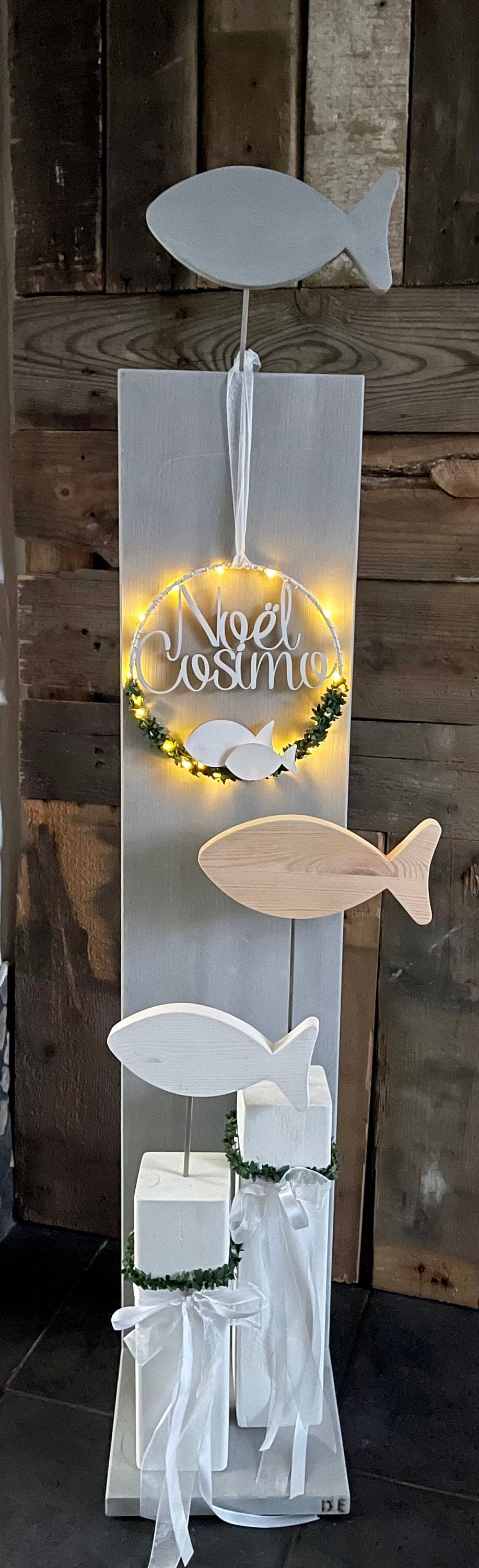 Türkranz mit Namen zur Taufe, Kommunion & Konfirmation - Personalisiert mit Lichterkette