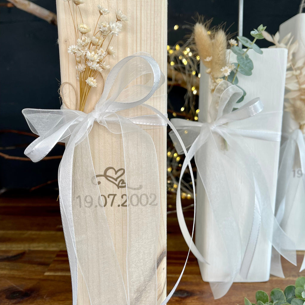 Herz Stele aus Holz - Geschenk zur Verlobung, Hochzeit & Muttertag