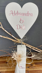 Herz Stele aus Holz - Geschenk zur Verlobung, Hochzeit & Muttertag