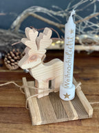 Rentier-Geschenkset aus Holz - Nachhaltige Weihnachtsdeko mit Kerze