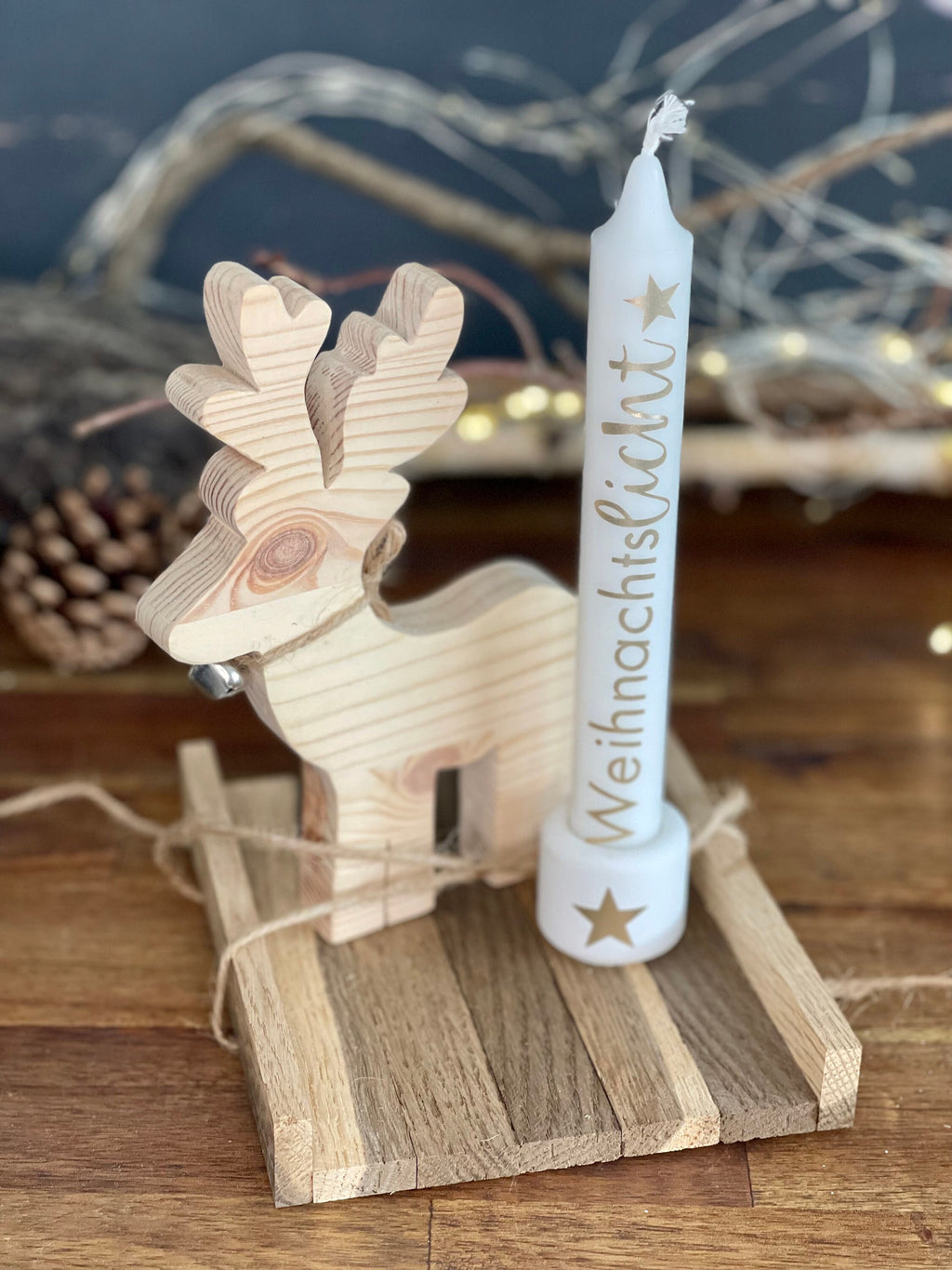 Rentier-Geschenkset aus Holz - Nachhaltige Weihnachtsdeko mit Kerze