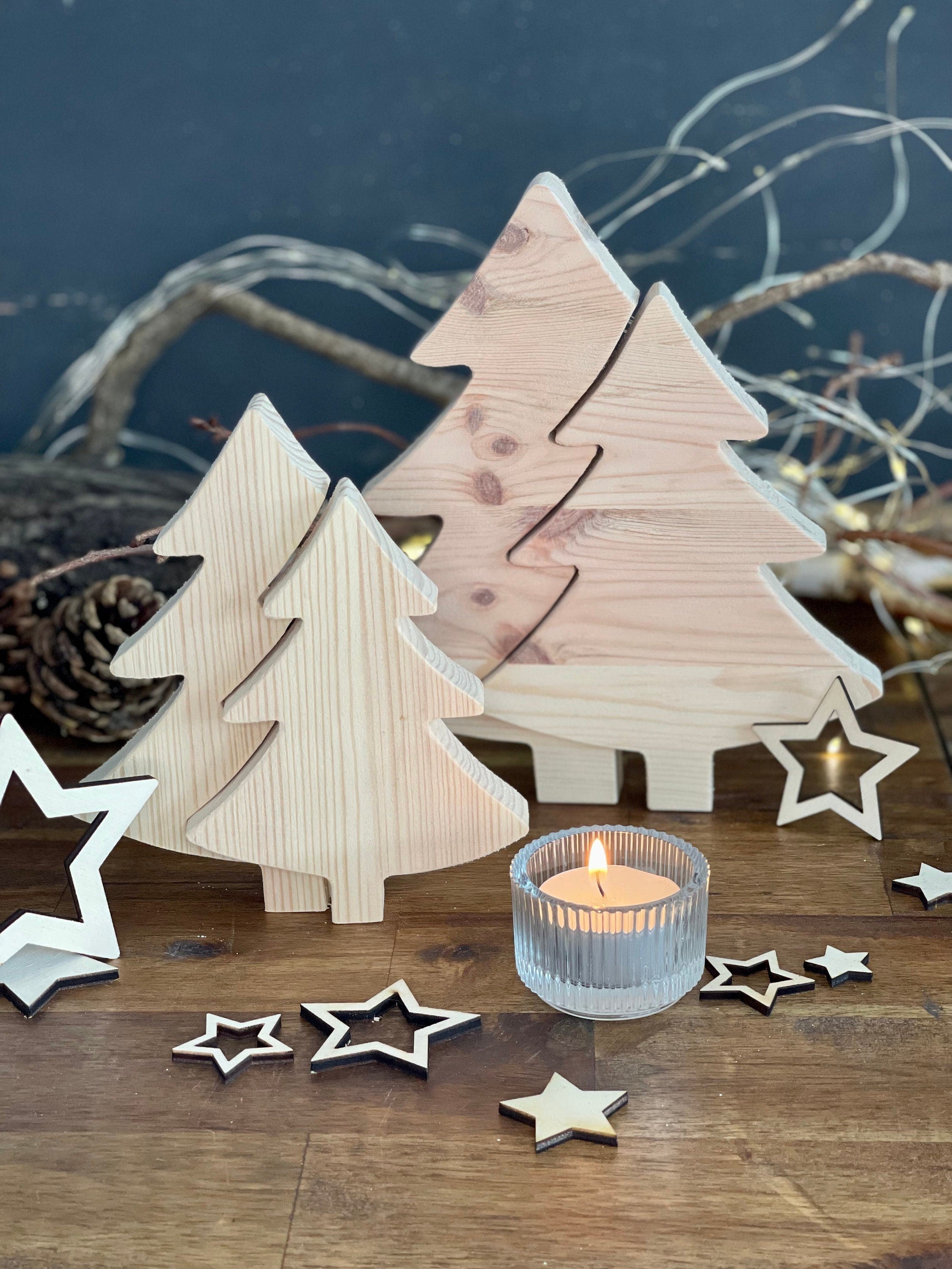 Tannenbaum 2-teilig aus Holz - Weihnachtsgeschenk & Wichtelgeschenk Set