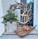 Holz Kürbis aus Eiche - Herbstdeko für Außenbereich in 2 Größen