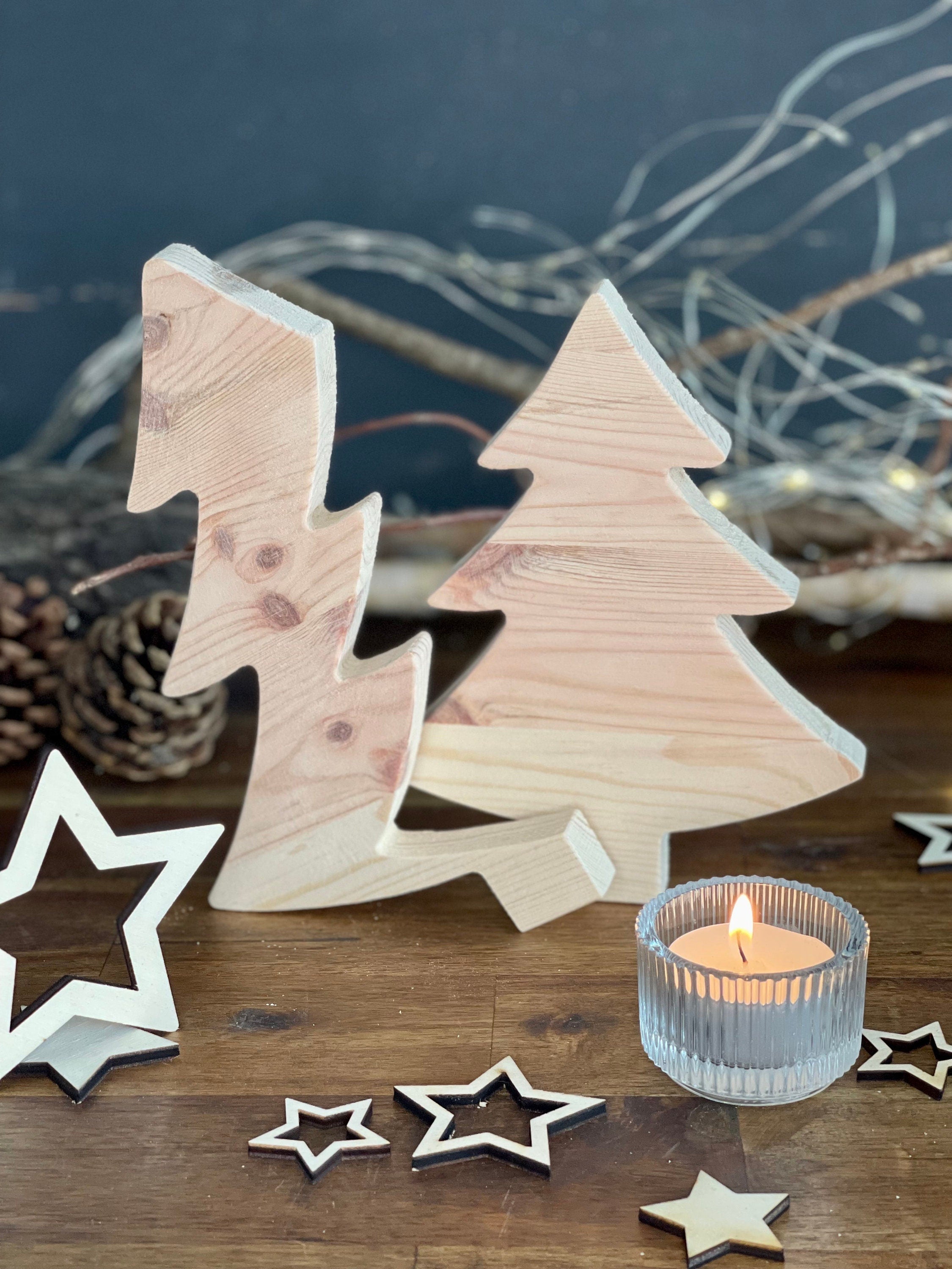 Tannenbaum 2-teilig aus Holz - Weihnachtsgeschenk & Wichtelgeschenk Set