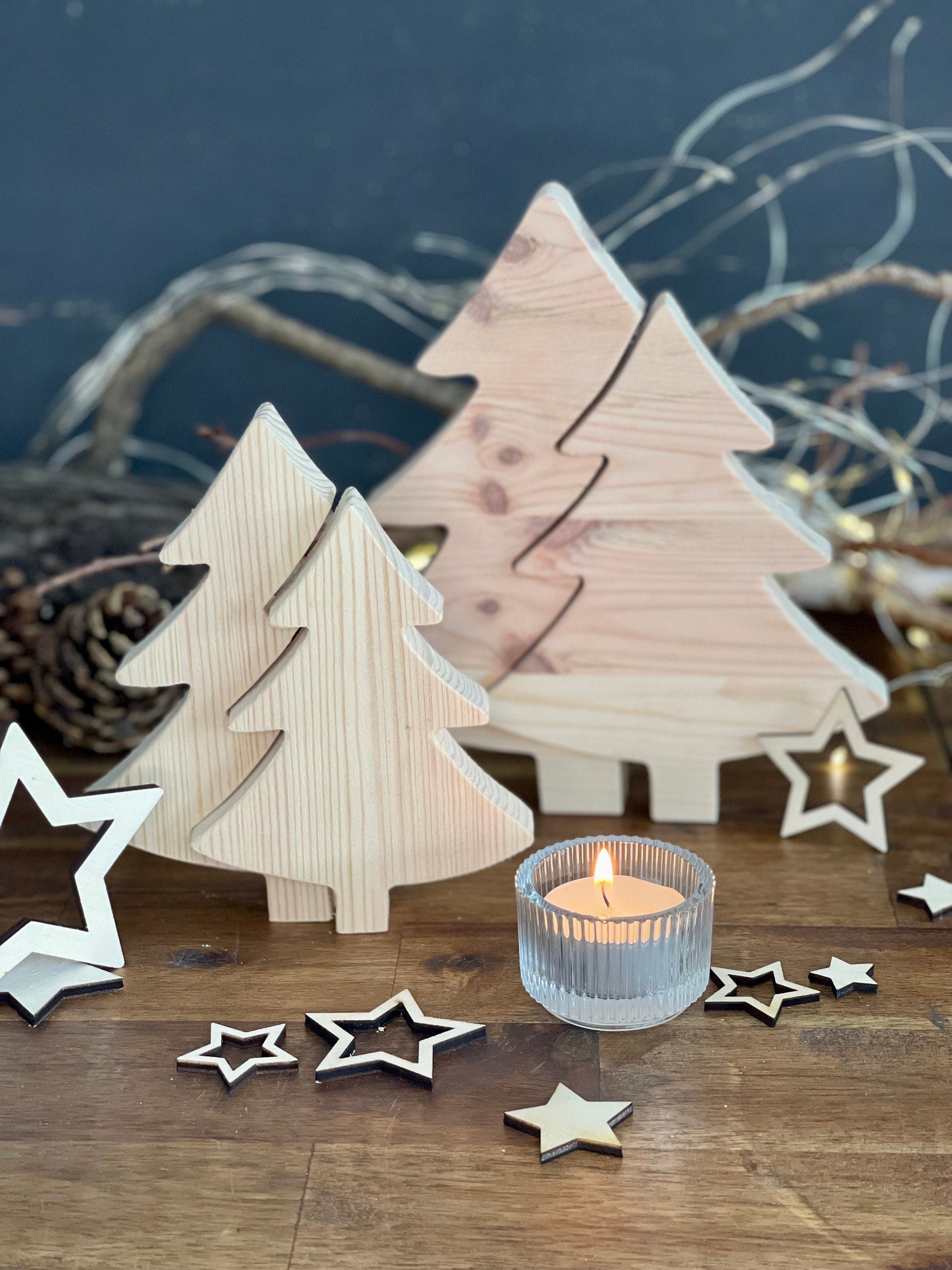 Tannenbaum 2-teilig aus Holz - Weihnachtsgeschenk & Wichtelgeschenk Set